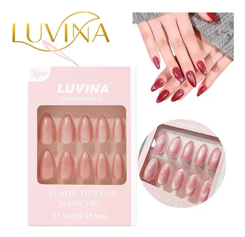 Kit 12 Uñas Postizas Con Adhesivos Luvina Press On Nails Color Surtidos Dl35-04