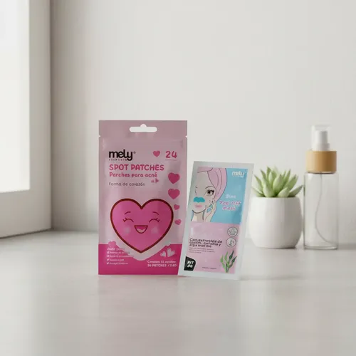 Kit Mely 24 Parches Para Acné + Mascarilla Limpieza Nasal