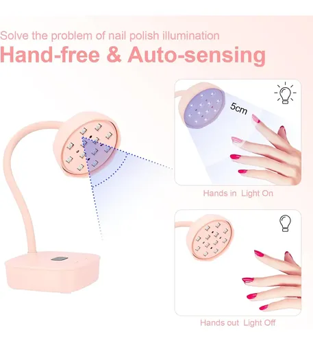 Lámpara Uv Led Para Uñas Rosa Con Sensor Y Temporizador