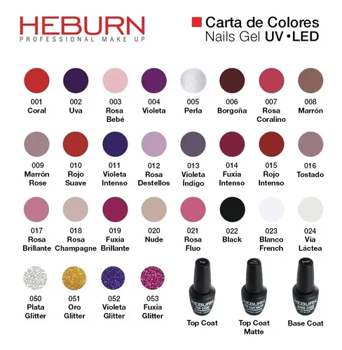 Esmaltes Heburn Semipermanentes X 2 Gel Color Uv
