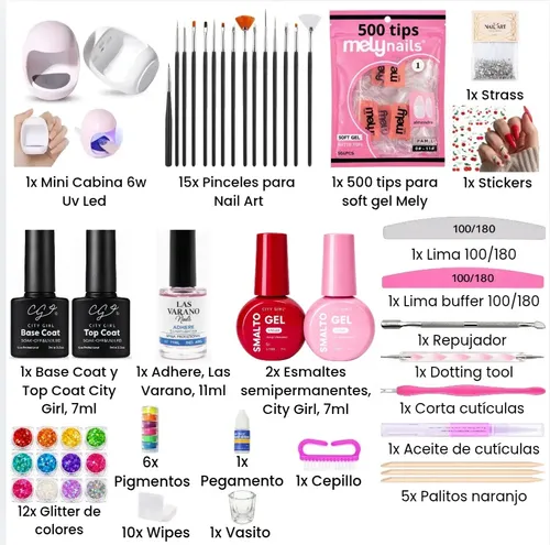 Kit Profesional Completo Uñas Soft Gel Semipermanentes X70u