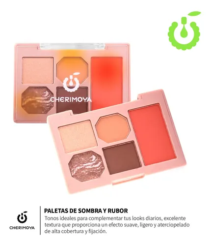 Paleta 2 En 1- 4 Sombras + 1 Rubor  Cherimoya Varios Colores