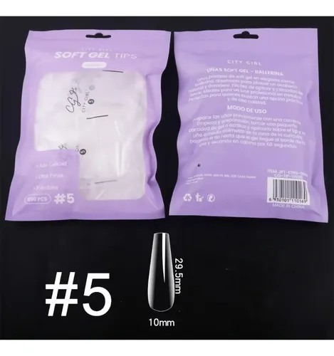 Tips Soft Gel Ballerina (viene Unico Número 5) Transparente