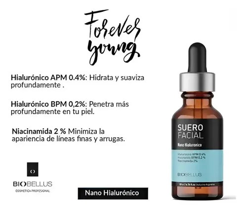 Suero Facial Serum Nano Hialuronico Antiage 30ml Biobellus F