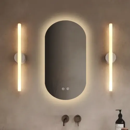 Espejo Ovalado Con Luz Led Y Desempañador 50x90x2cm