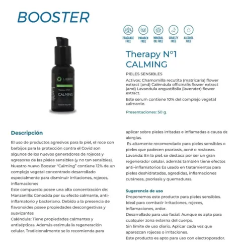 2 Boosters Serum Calming Piel Sensible 50ml Libra Cosmetica Momento De Aplicación Día/noche