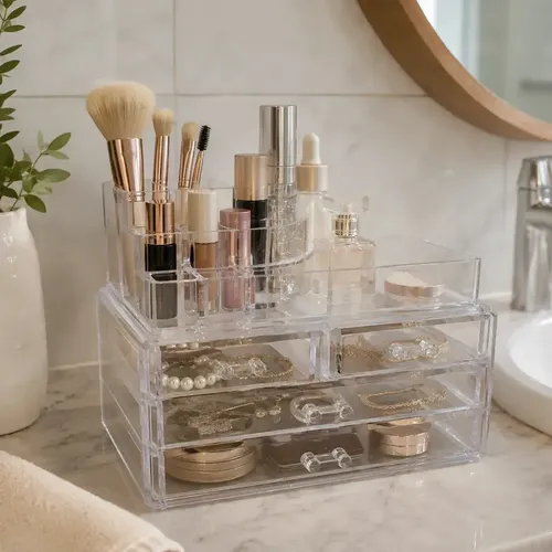 Organizador Acrílico Maquillaje Accesorios 12 Divisiones Cómoda Dormitorio