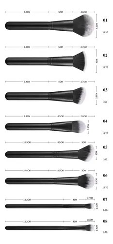Set Brochas Maquillaje Profesional X15 Cruelty Free Negro