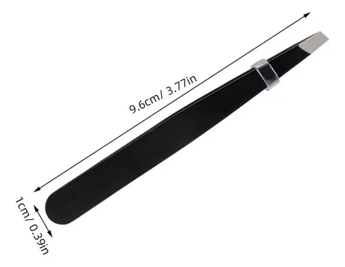 Pinza Negra Para Cejas Con Punta Angulada Para Una Depilació