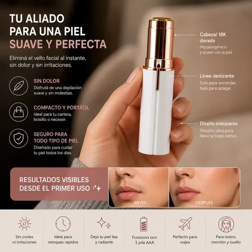 Depiladora Facial Eléctrica Tipo Labial Mujer Sin Dolor Port
