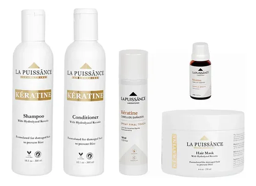 Pack La Puissânce Laboratoires Kératine Completo con Shampoo y Acondicionador para Reparación Capilar