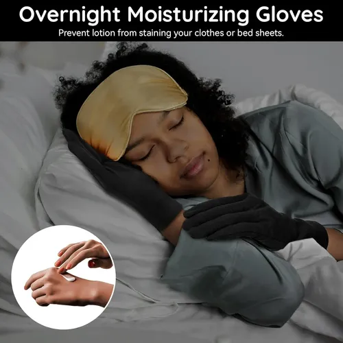 Guantes De Algodón Negros Hidratantes Para Noche 6 Pares