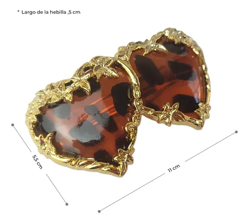 Hebilla Grande Diseño Corazones Carey Pack X12