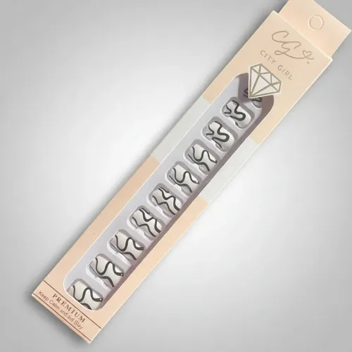 Uñas Postizas Press On Cuadrada Corta Deco Adhesivo Bifaz