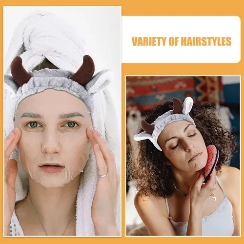 Diadema Con Cuernos, 2 Unidades, Pa Spa Headbands