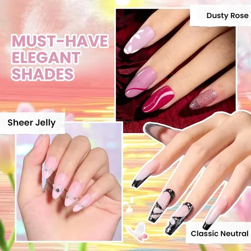 Set Esmalte Gel Uñas Beetles 100 Colores Con Base Y Top