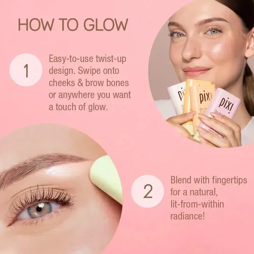 Pixi | On The Glow Superglow | Iluminador En Barra Tono del maquillaje PetalDew