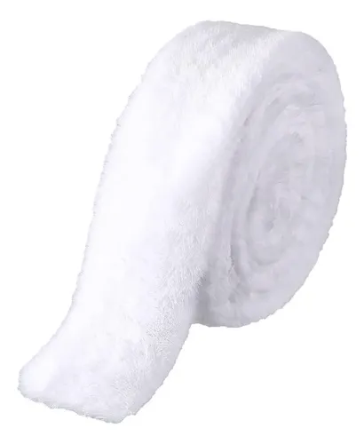 Cinta Decorativa Con Ribete De Piel Pelaje Corto Blanco