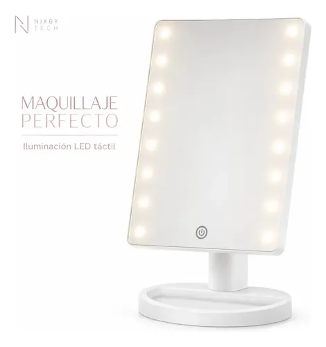 Espejo Maquillaje Con Luz Led Táctil Mesa Tocador 16 Leds