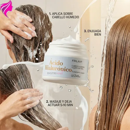 Mascara Capilar Acido Hialuronico Frilayp X240ml – Cabello Flexile Lleno De Vida Uso Profesional – Nutricion Intensa Brillo Suavidad Reparacion Extrema
