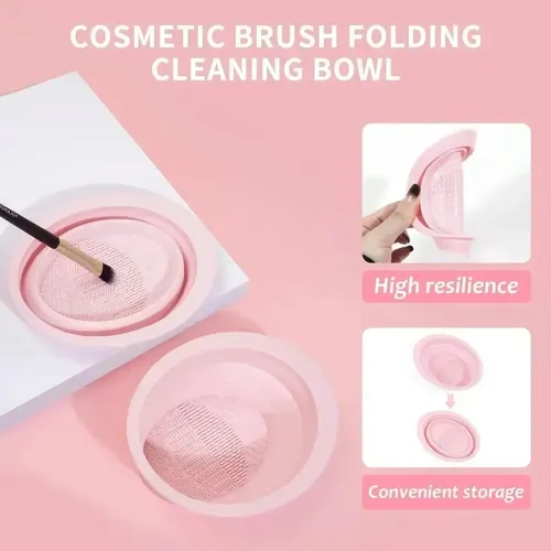 Set 42 Brochas Y Esponjas De Maquillaje Con Bolso Rosa