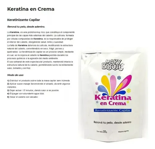 Keratina En Crema Mary Bosques Tratamiento Capilar X 250gr