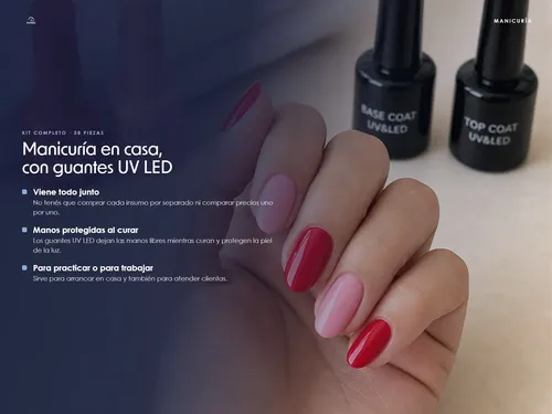 Kit Uñas Guantes Uv Led 2 Esmaltes Eloise Limas Buffer Wipes