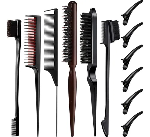Set De Cepillos Para Cabello Cunhill Negro 12 Piezas Con Cer