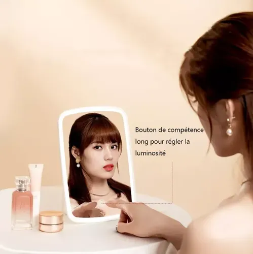 Espejo De Maquillaje Led Con Aumento De 360°, Ajustable, Por