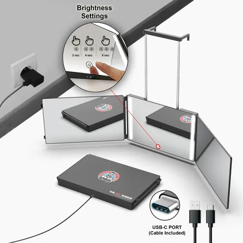 Espejo 360 Para Cortes De Pelo Para Hombre Con Luz, Espejo D