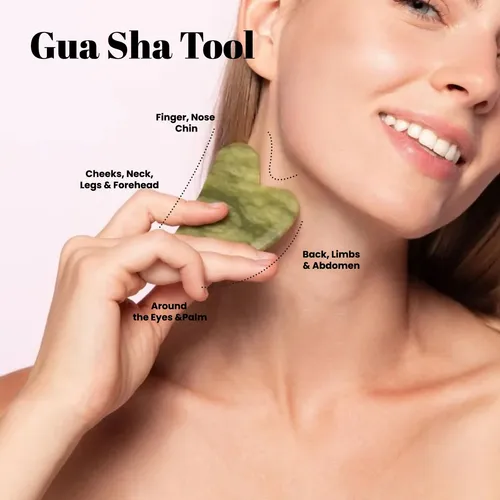 Set Masajeador Facial Roselynboutique Rodillo Y Gua Sha Jade