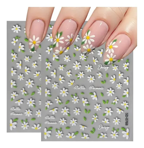 Adhesivos Para Uñas Con Motivos Florales De Estilo Dulce[u]