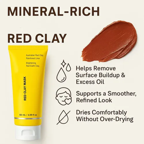 Mascarilla Facial Arcilla Roja Limpia Poros Hidratante 50 Ml