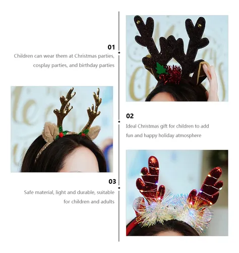 3 Unidades De Preciosa Diadema Navideña Con Pelo De &qa