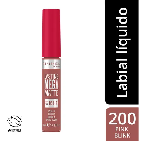 Labial Líquido Rimmel Lasting Mega Matte Acabado Mate Color 200
