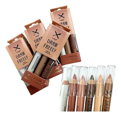 Set 6 Lapices Delineadores Suaves Ojos Labios By Kiss Beauty Acabado Satinado Color 6 Tonos
