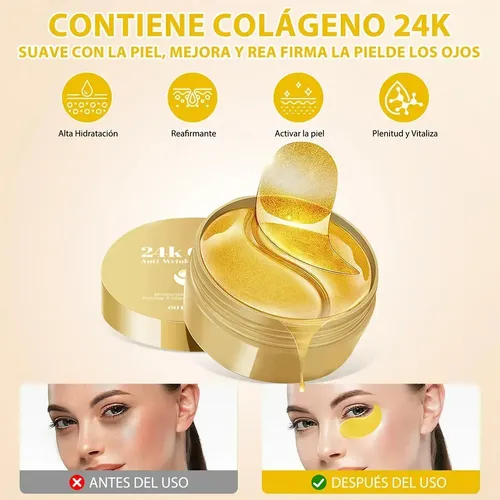 Parches Ojos 24k Gold Antiarrugas 60 Piezas Todo Tipo De Piel
