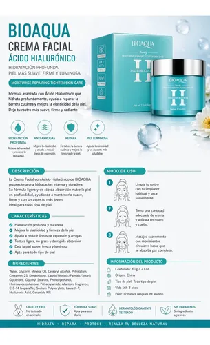Crema Facial Hialuronico Bioaqua 60 Grs