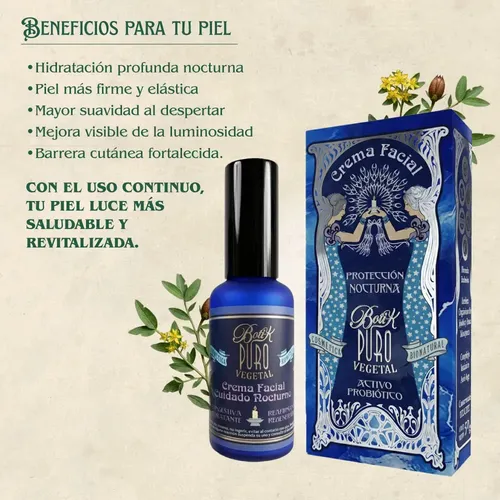Crema Facial Nocturna Natural Boti-K Puro Hidratante Antiage 50ml