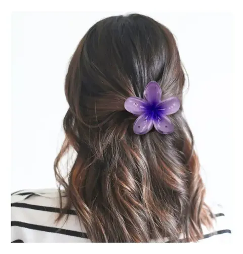 Set Pack Broches Hebilla Gancho De Pelo Flor Hawaiana X4