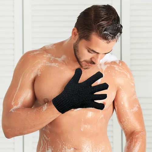 Guantes Exfoliantes Grandes Para Baño Y Spa Negro Y Gris