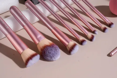 Set De Brochas De Maquillaje Bs-mall 15 Unidades Rosa Dorado