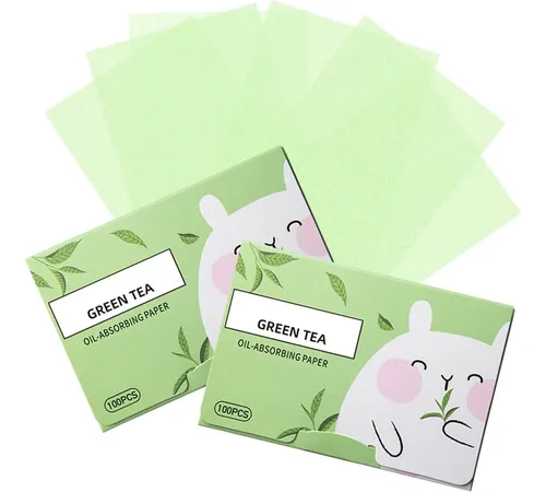 200 Hojas De Papel Absorbente De Aceite Facial De Té Verde .