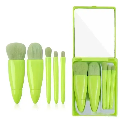 5-piece Professional Makeup Brush Set With Mirror & Travel