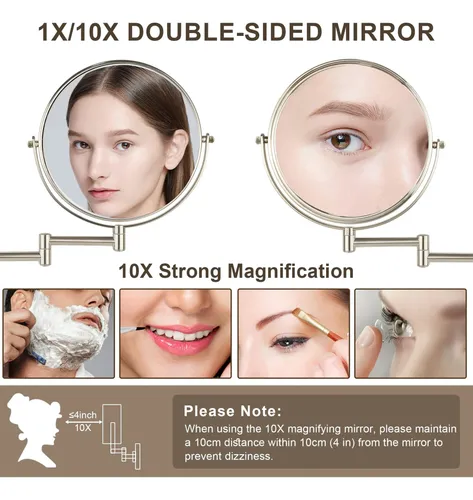 Espejo De Maquillaje De Pared Janeeva Con Aumento 1x/10x