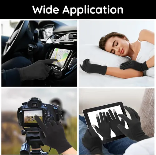 Guantes De Algodón Negros Hidratantes Para Manos Secas X4