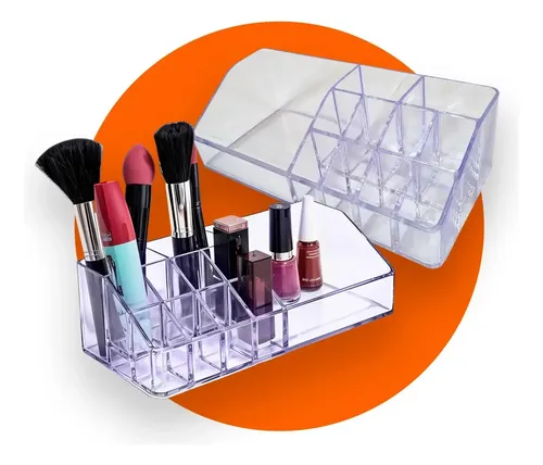 Organizador de maquillaje acrílico con 11 separadores