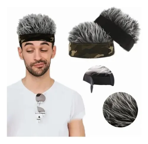 G/ Diadema De Pelo Falso Para Hombres En Negro Y Gris