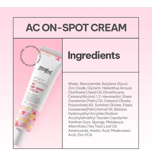 On-spot Cream 30g/1.05 Oz, Zinc Oxide 10%, Niacinamide 2%