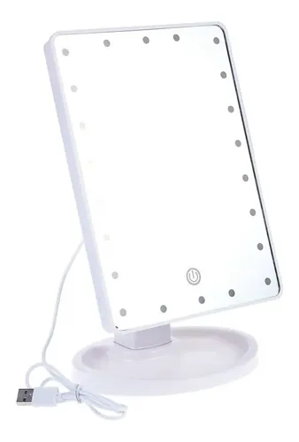 Espejo Rectangular Maquillaje 16 Luces Leds 360 A Pila